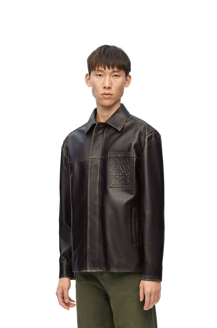Zip-up overshirt in nappa calfskin
