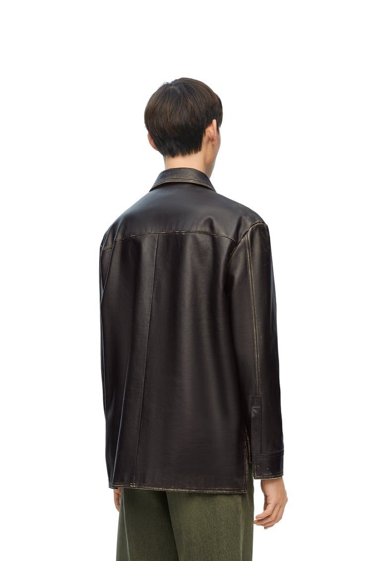 Zip-up overshirt in nappa calfskin