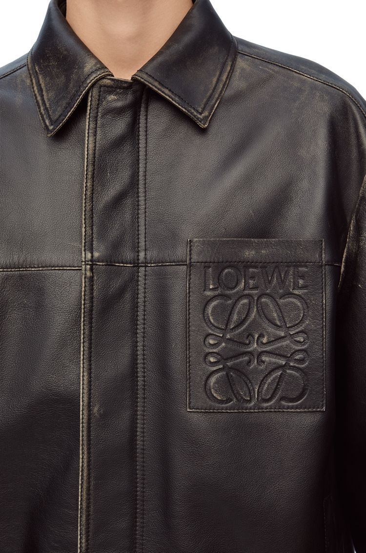 Zip-up overshirt in nappa calfskin