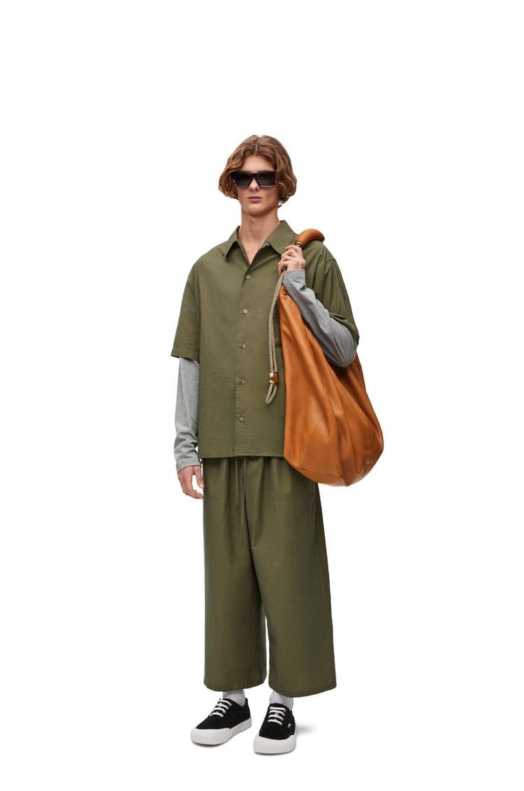 Cropped trousers in cotton blend