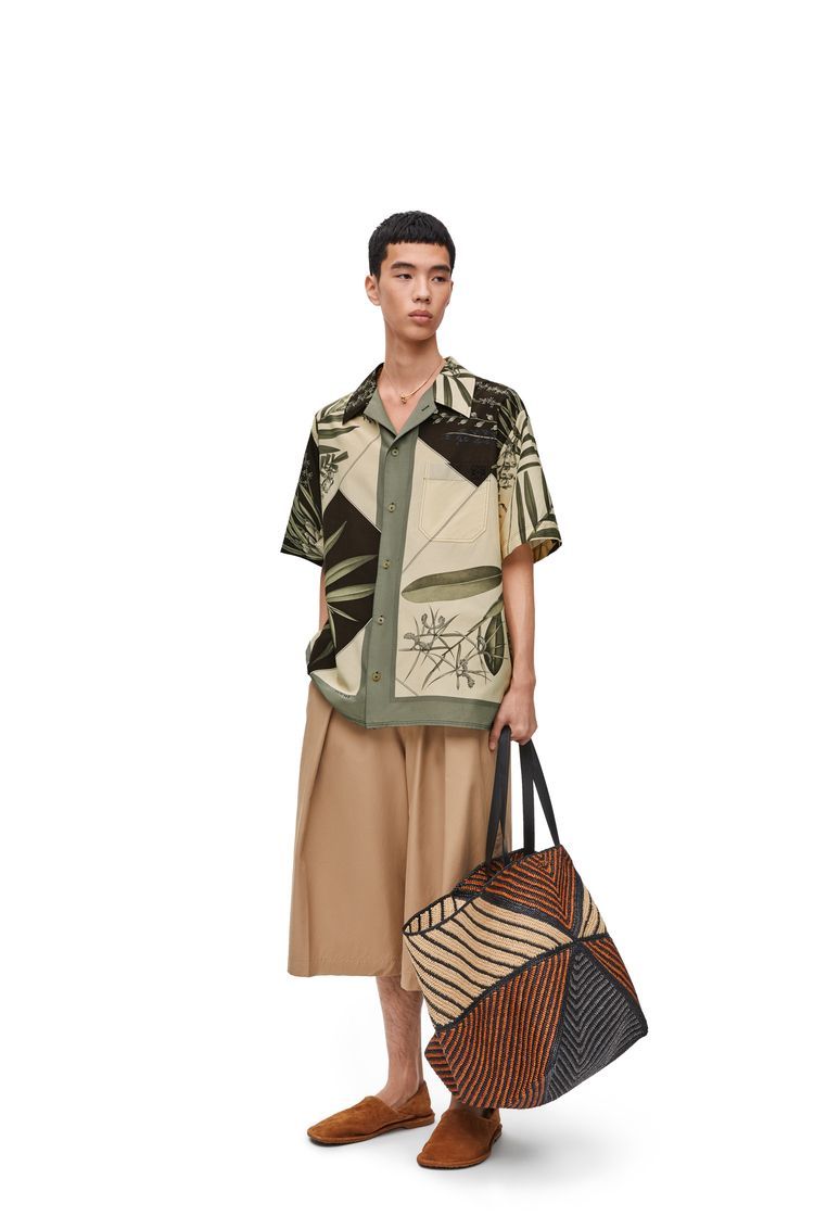 Short sleeve shirt in cotton and silk