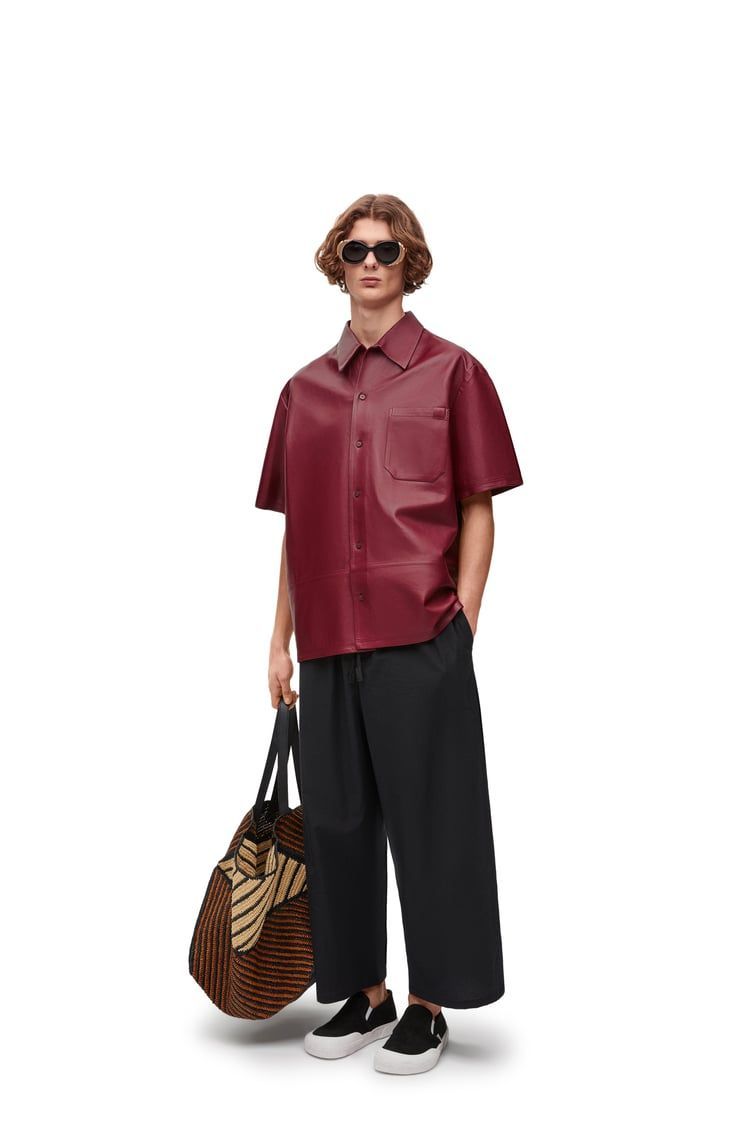 Short sleeve shirt in nappa lambskin