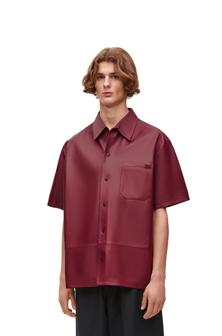 Short sleeve shirt in nappa lambskin