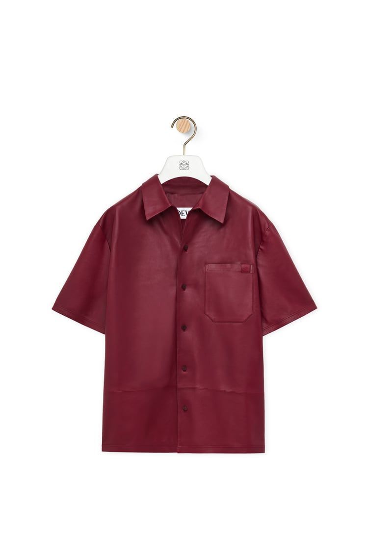 Short sleeve shirt in nappa lambskin