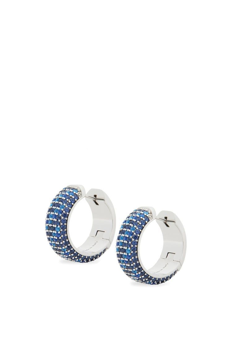 Pavé hoop earrings in sterling silver and crystals