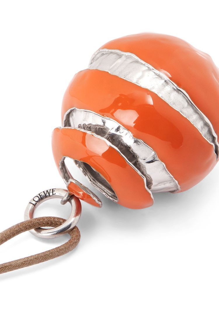 Orange pendant necklace in sterling silver and enamel