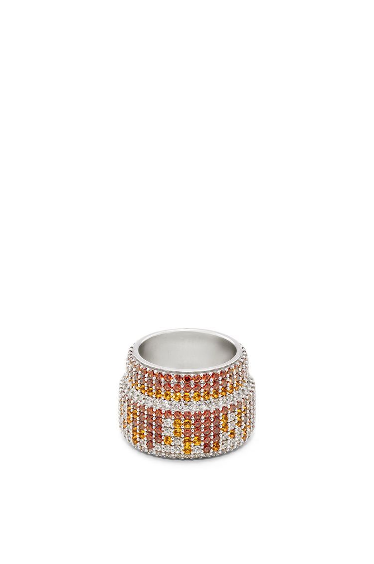 Large Pavé ring in sterling silver and crystals