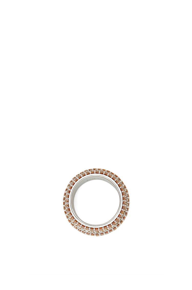 Large Pavé ring in sterling silver and crystals