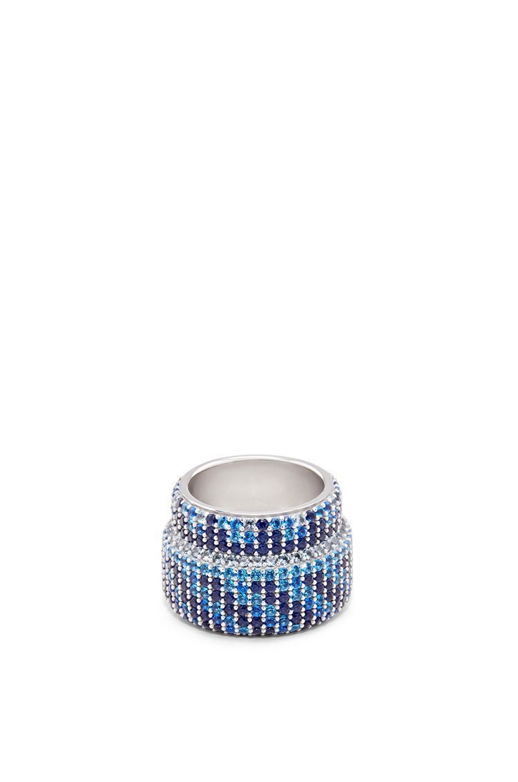 Large Pavé ring in sterling silver and crystals