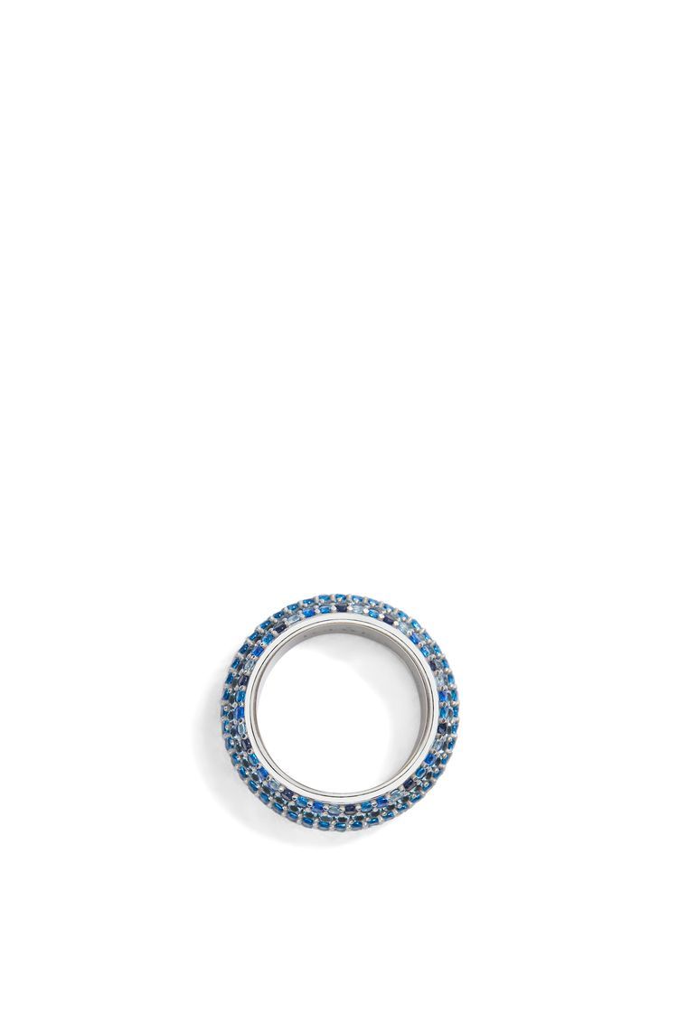 Large Pavé ring in sterling silver and crystals