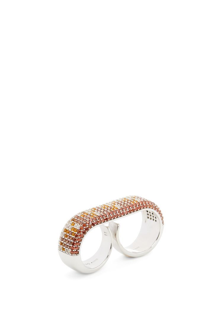 Double Pavé ring in sterling silver and crystals