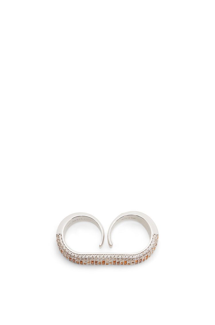 Double Pavé ring in sterling silver and crystals