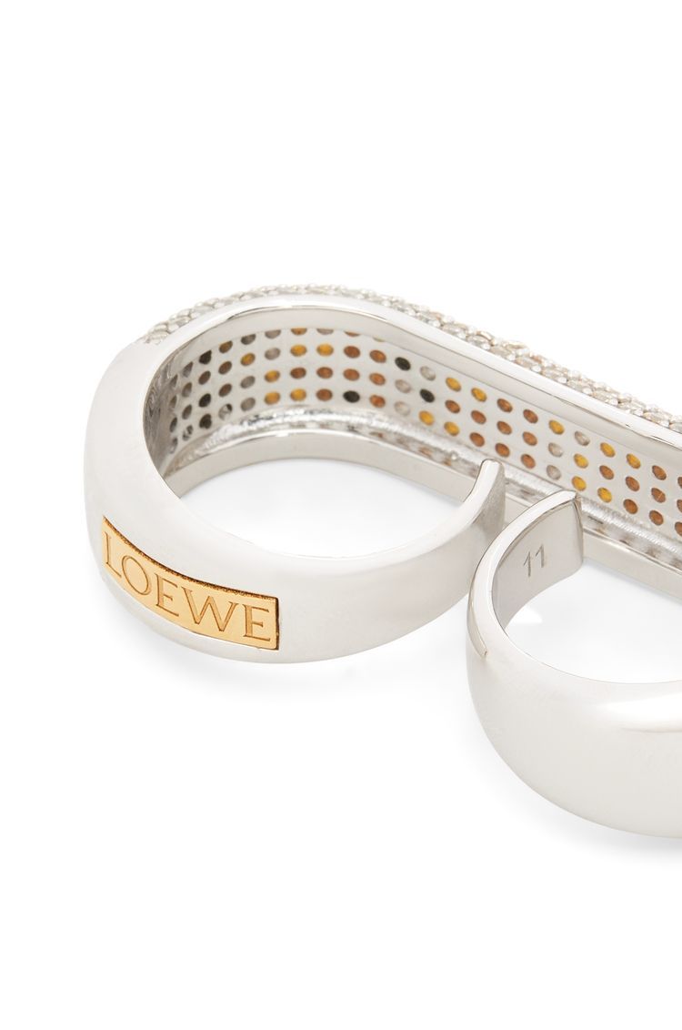 Double Pavé ring in sterling silver and crystals