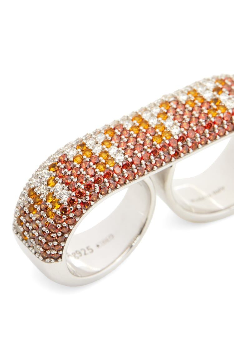 Double Pavé ring in sterling silver and crystals