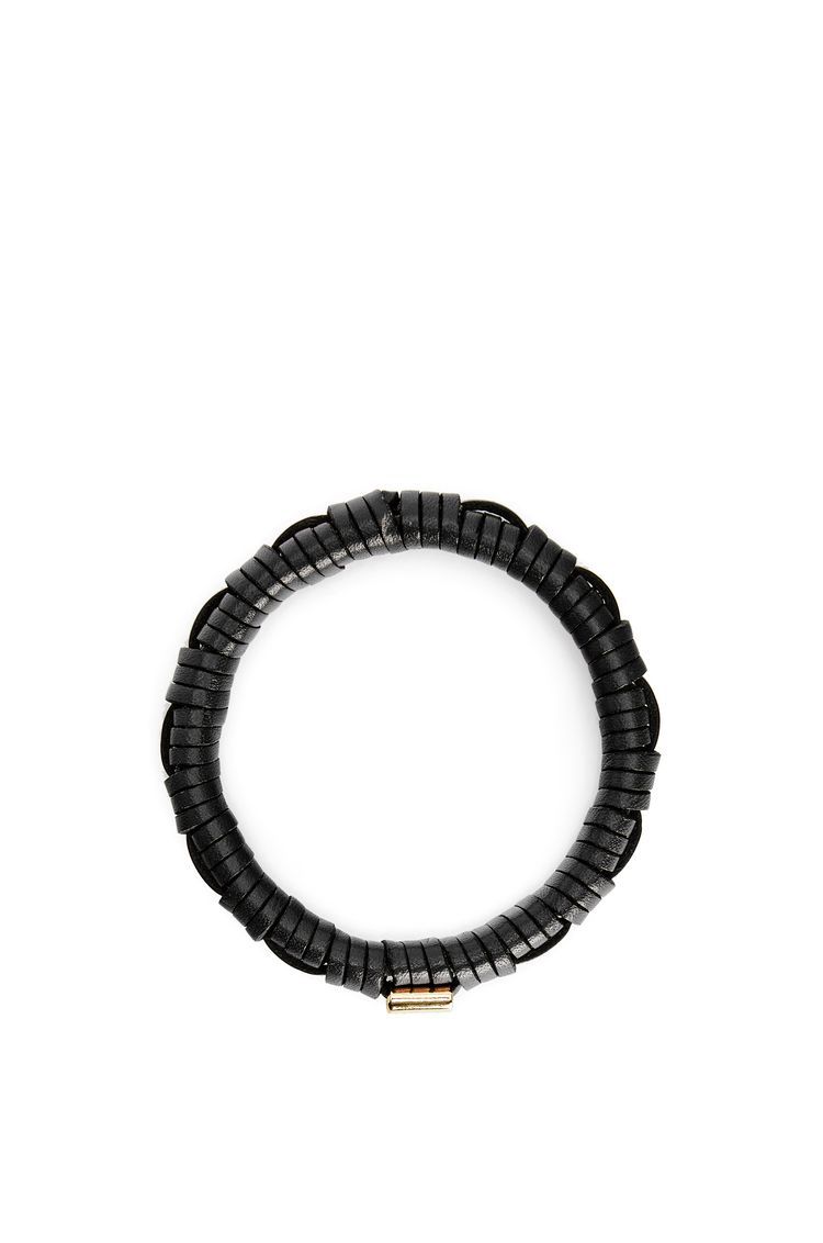 Woven bangle in brass and classic calfskin