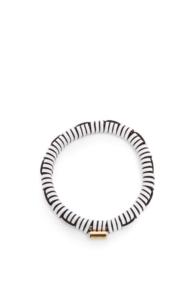 Woven bangle in brass and classic calfskin
