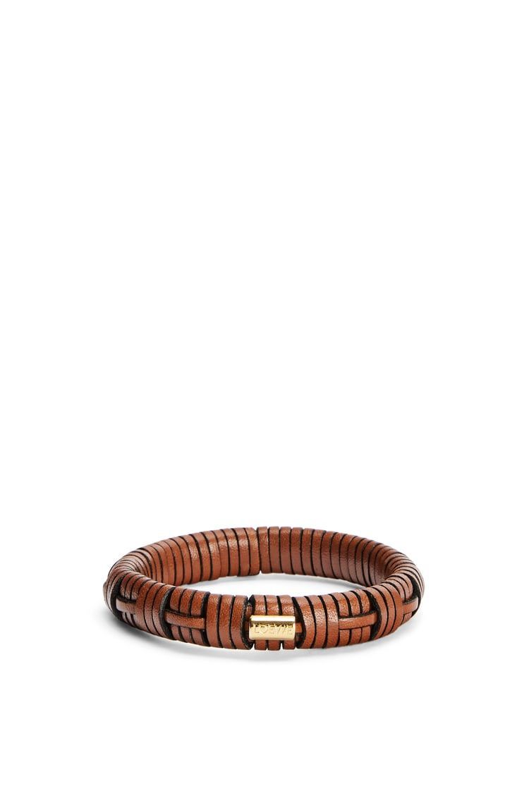 Woven bangle in brass and classic calfskin