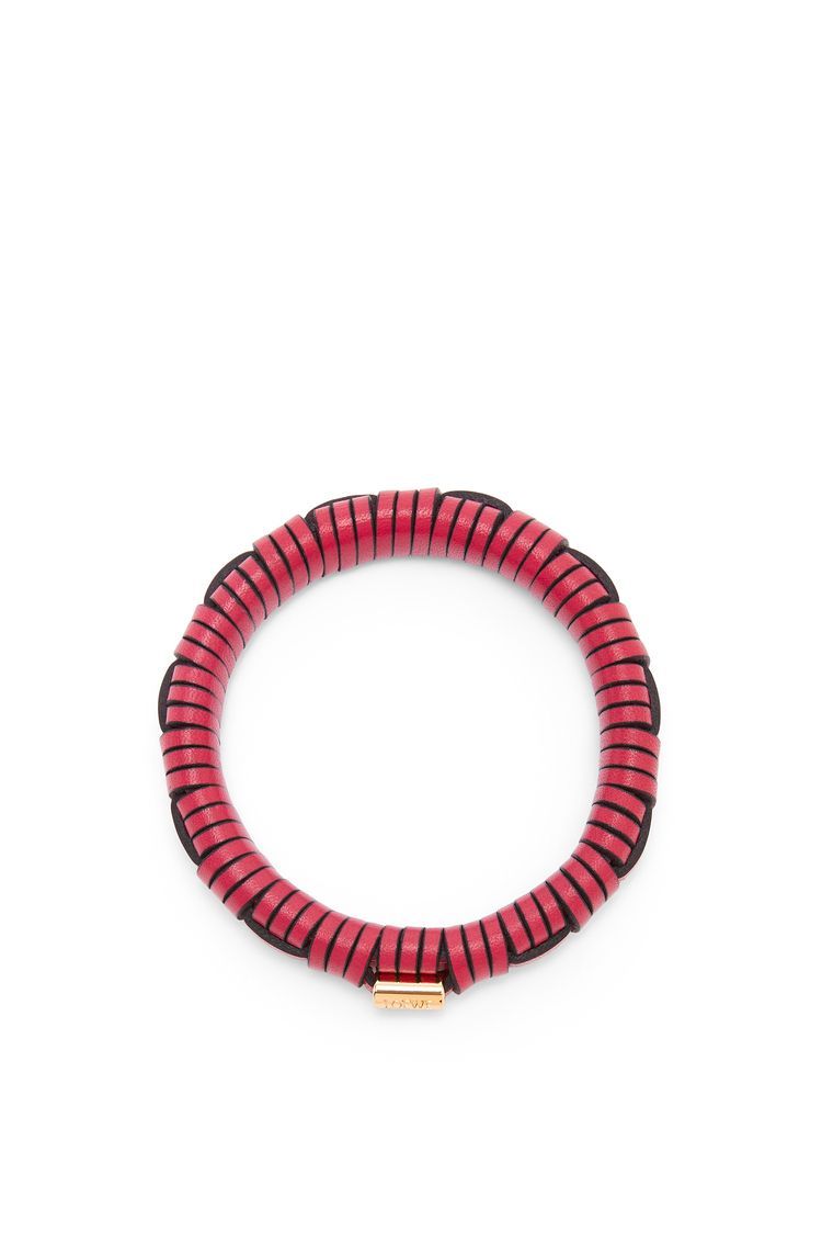 Woven bangle in brass and classic calfskin