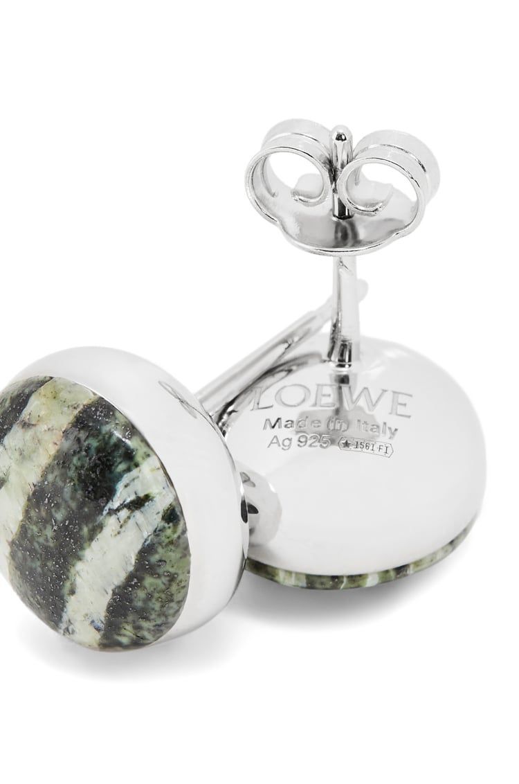 Anagram Pebble stud earrings in sterling silver and zebra jasper