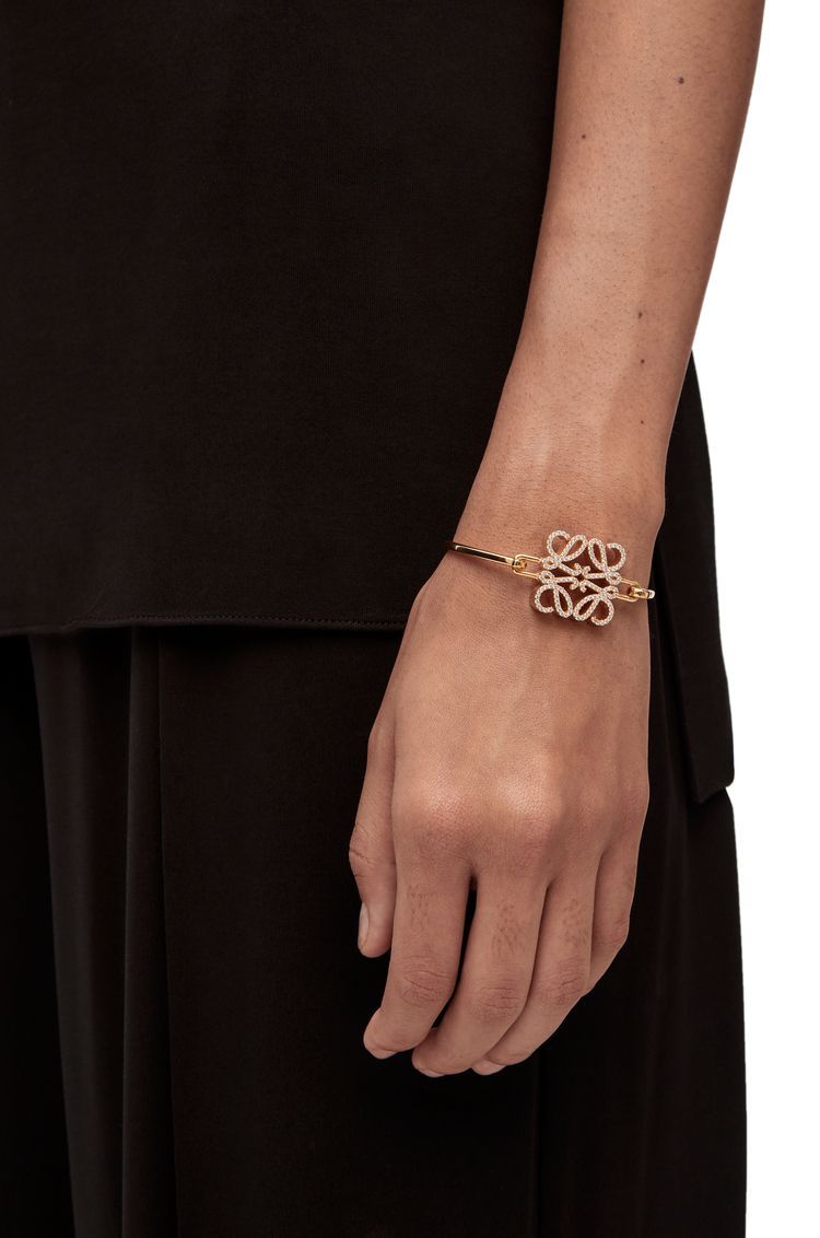 Pave Anagram open bracelet in sterling silver and crystal