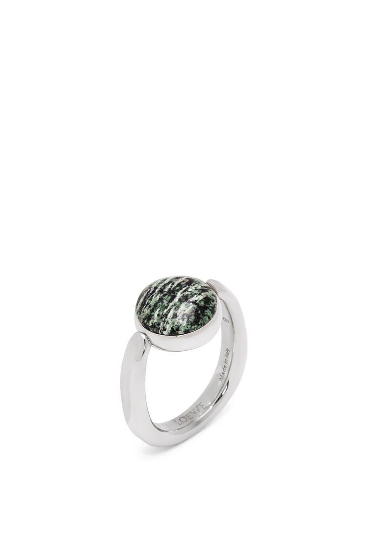 Anagram Pebble ring in sterling silver and green jasper