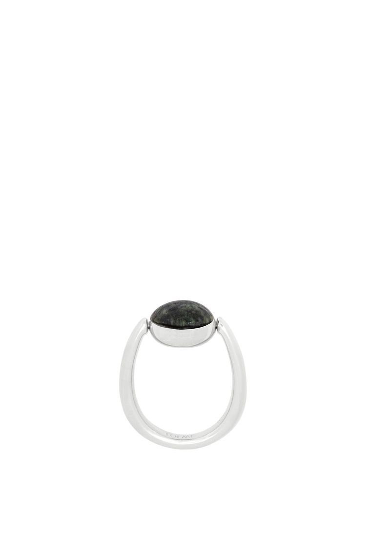 Anagram Pebble ring in sterling silver and green jasper