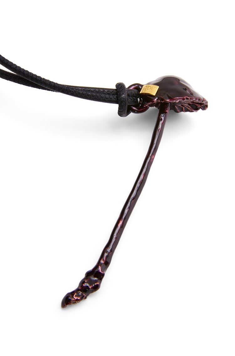 Mushroom pendant in brass and enamel