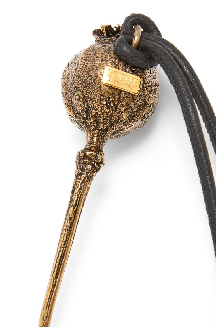 Poppy seed pendant in brass and enamel