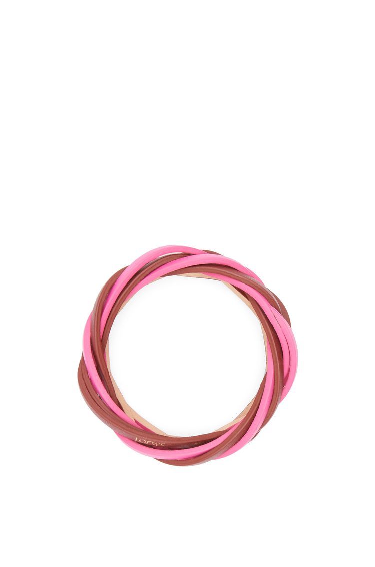 Bicolour braided bangle in calfskin