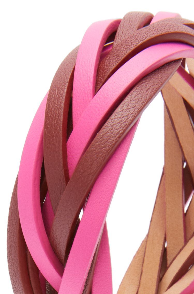 Bicolour braided bangle in calfskin