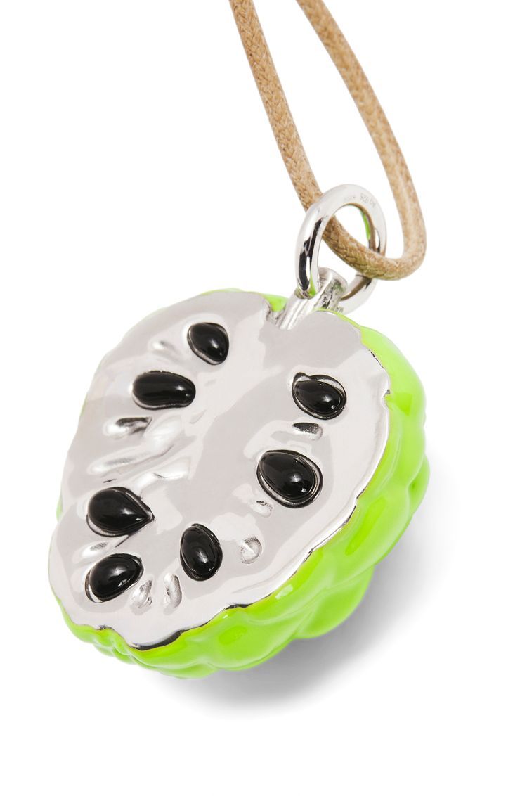 Custard apple pendant necklace in sterling silver and enamel