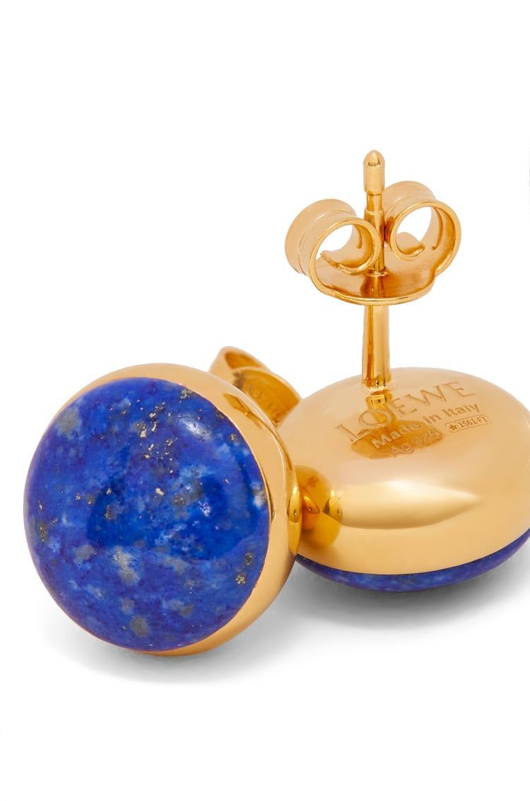 Anagram Pebble stud earrings in sterling silver and lapis lazuli
