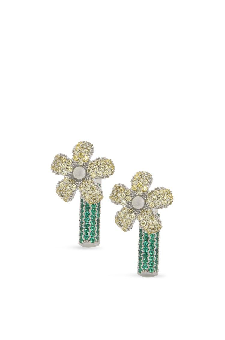 Flor earrings in sterling silver and crystals