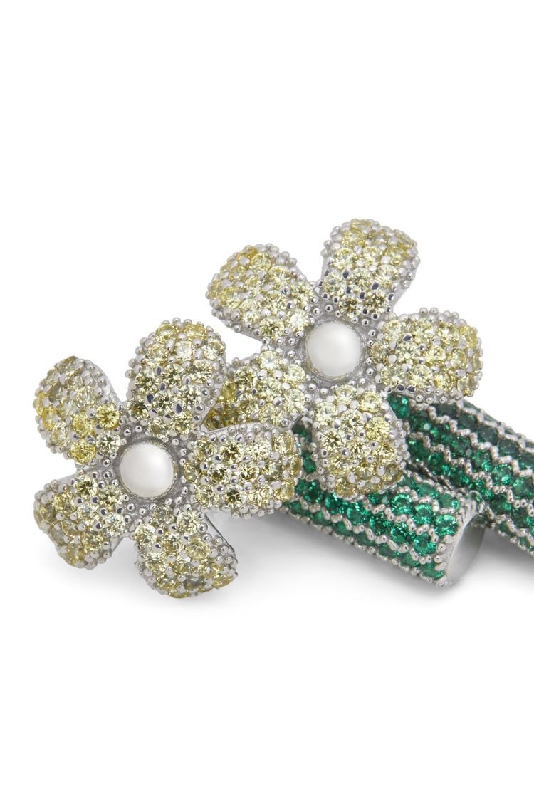 Flor earrings in sterling silver and crystals