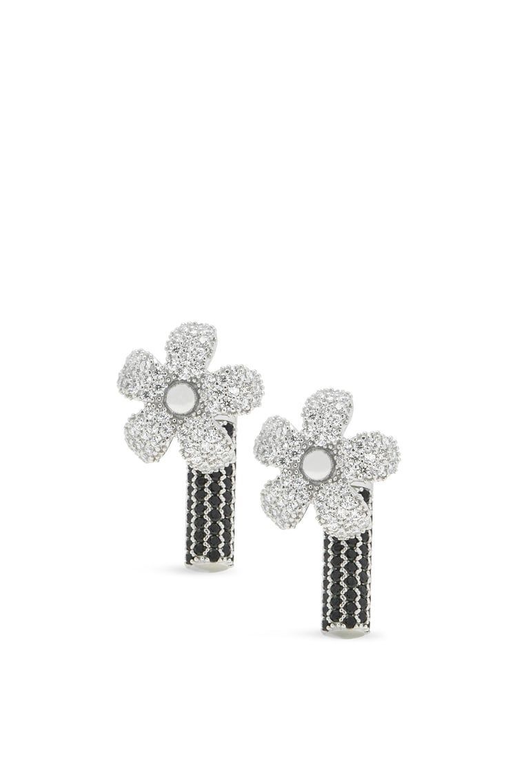 Flor earrings in sterling silver and crystals