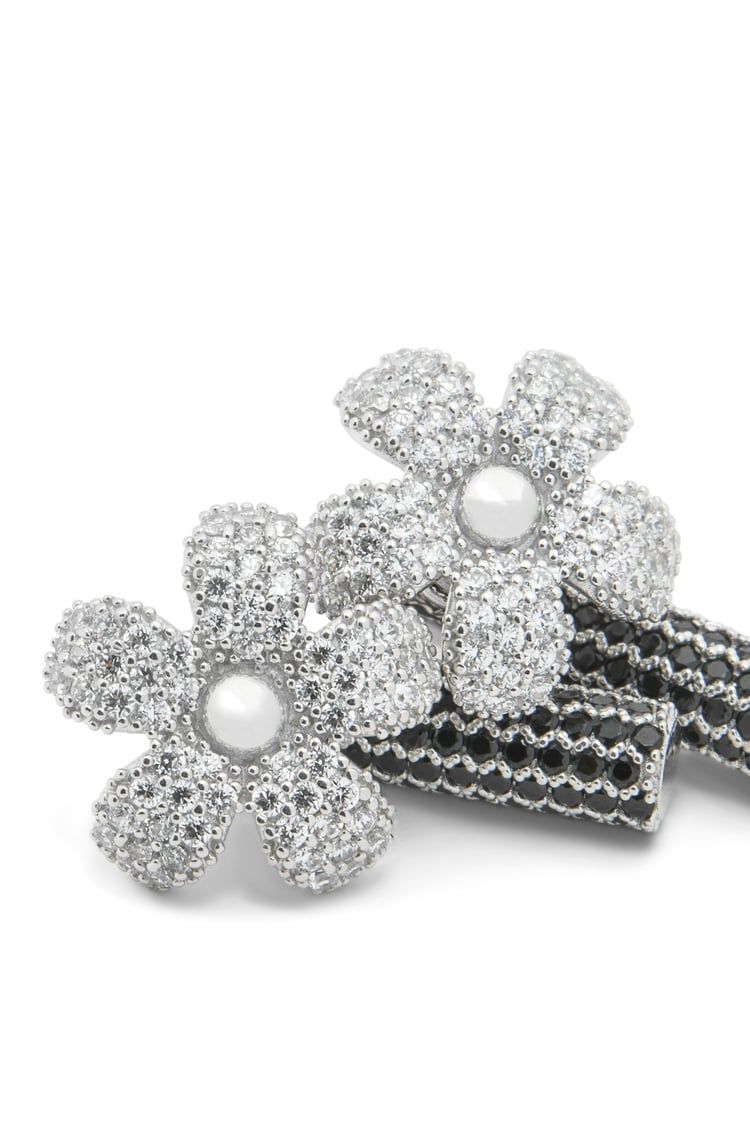 Flor earrings in sterling silver and crystals