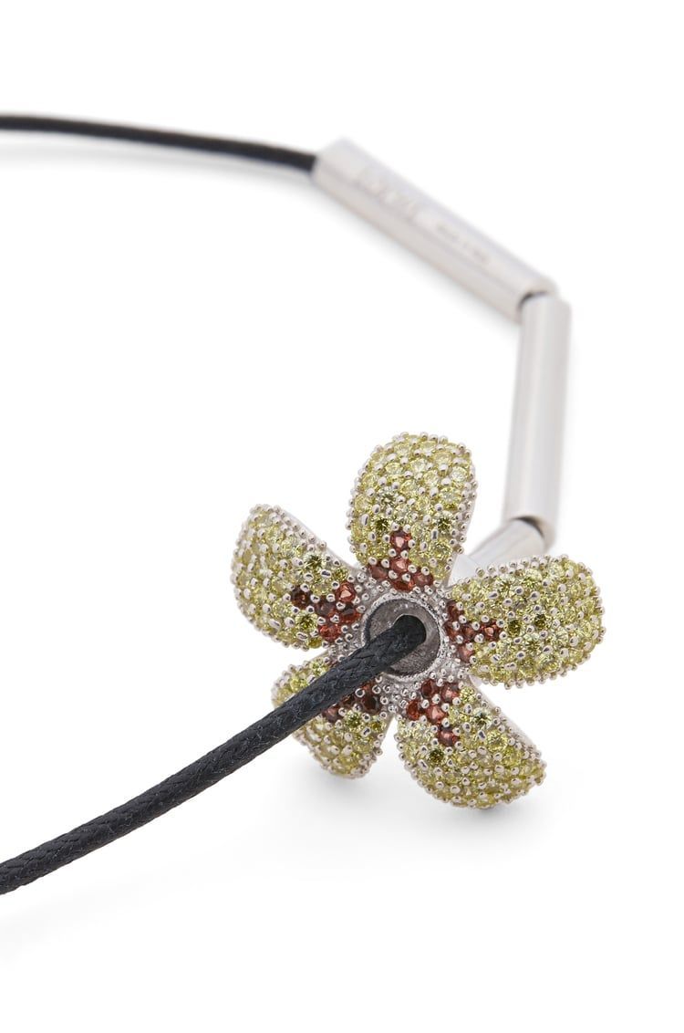 Flor necklace in sterling silver and crystals