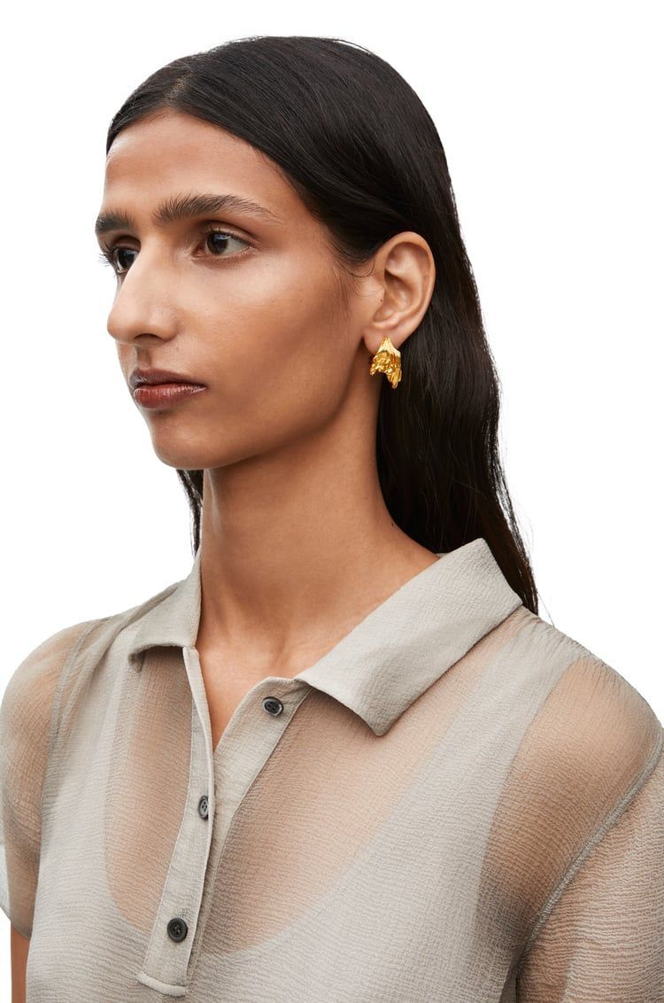 Pleated Fan hoop earrings in sterling silver