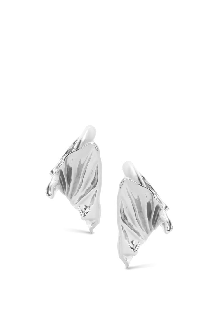 Pleated Fan hoop earrings in sterling silver