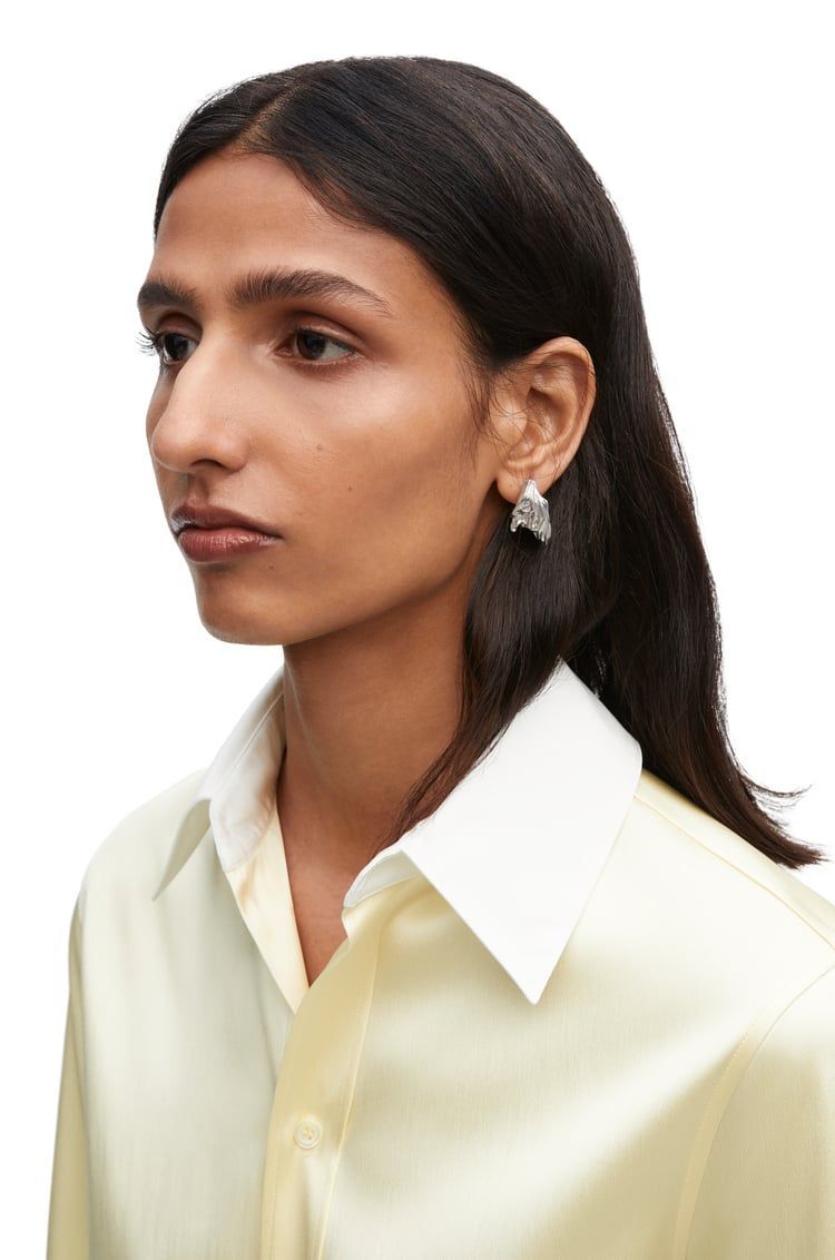 Pleated Fan hoop earrings in sterling silver