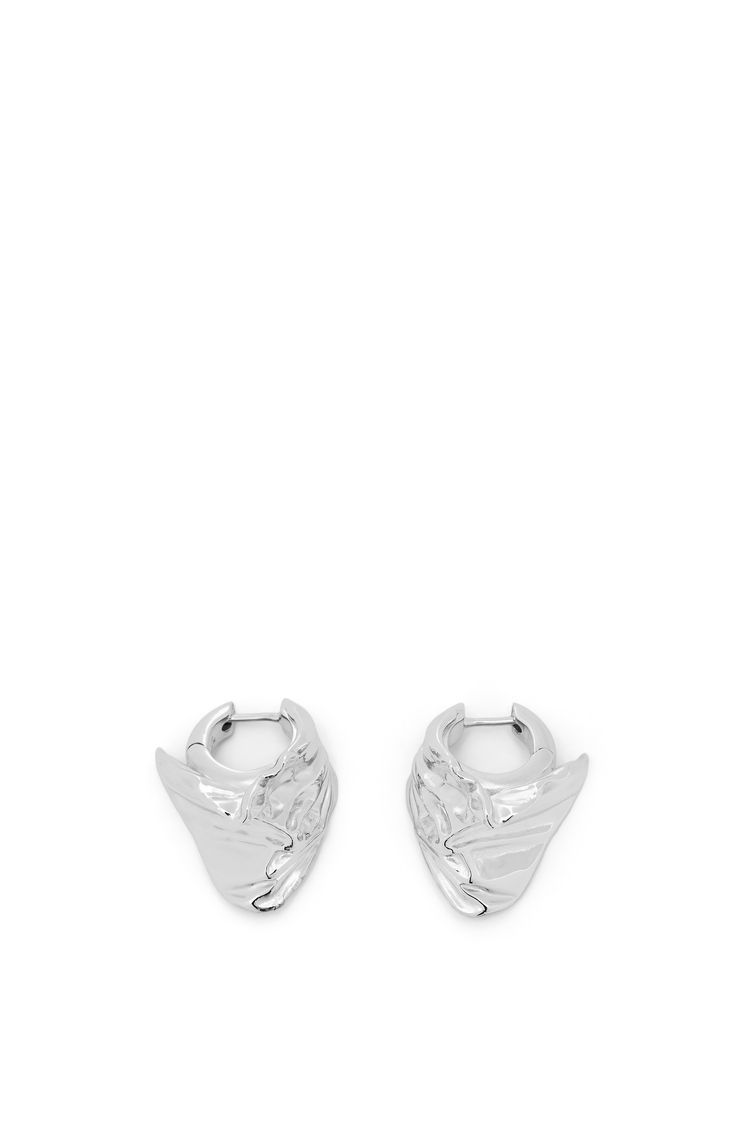 Pleated Fan hoop earrings in sterling silver