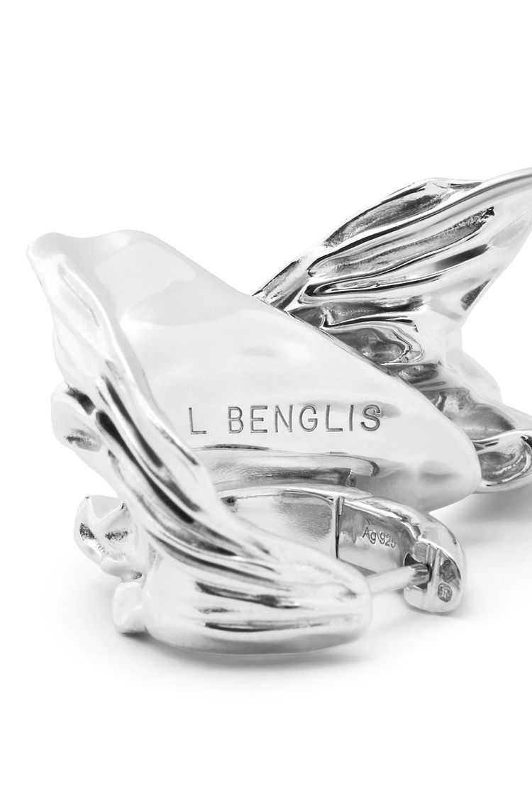 Pleated Fan hoop earrings in sterling silver