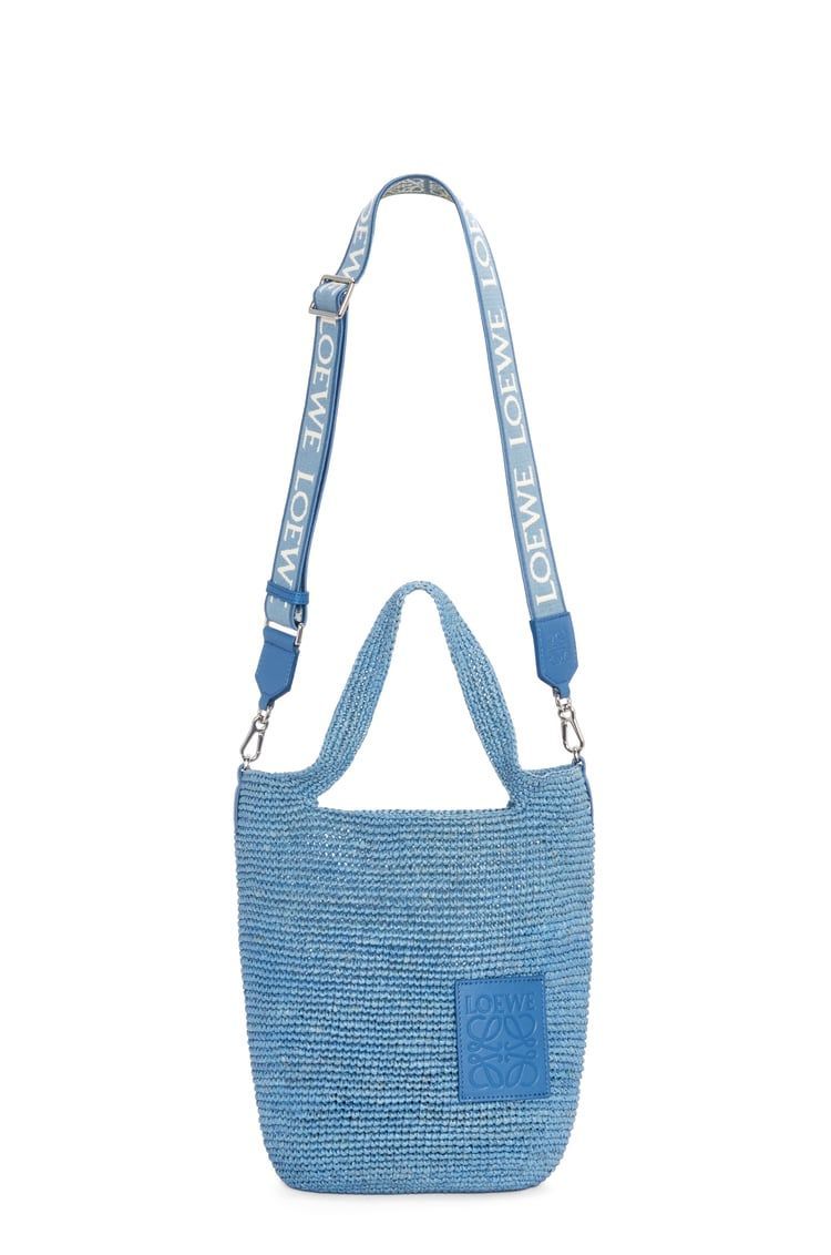 Slit bag in raffia and calfskin