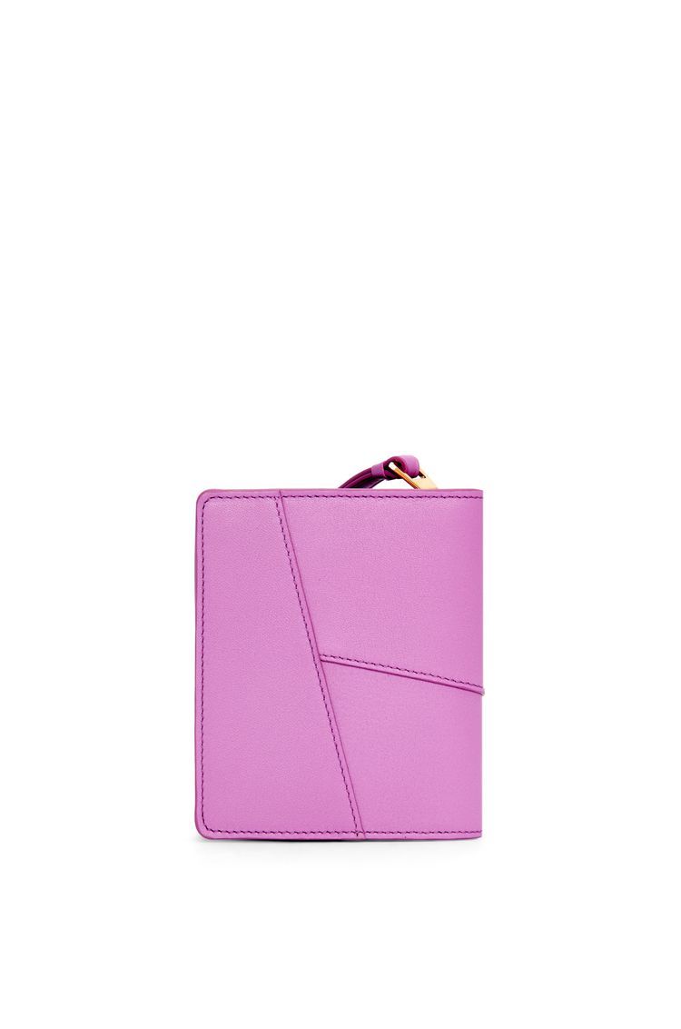 Puzzle compact zip wallet in classic calfskin