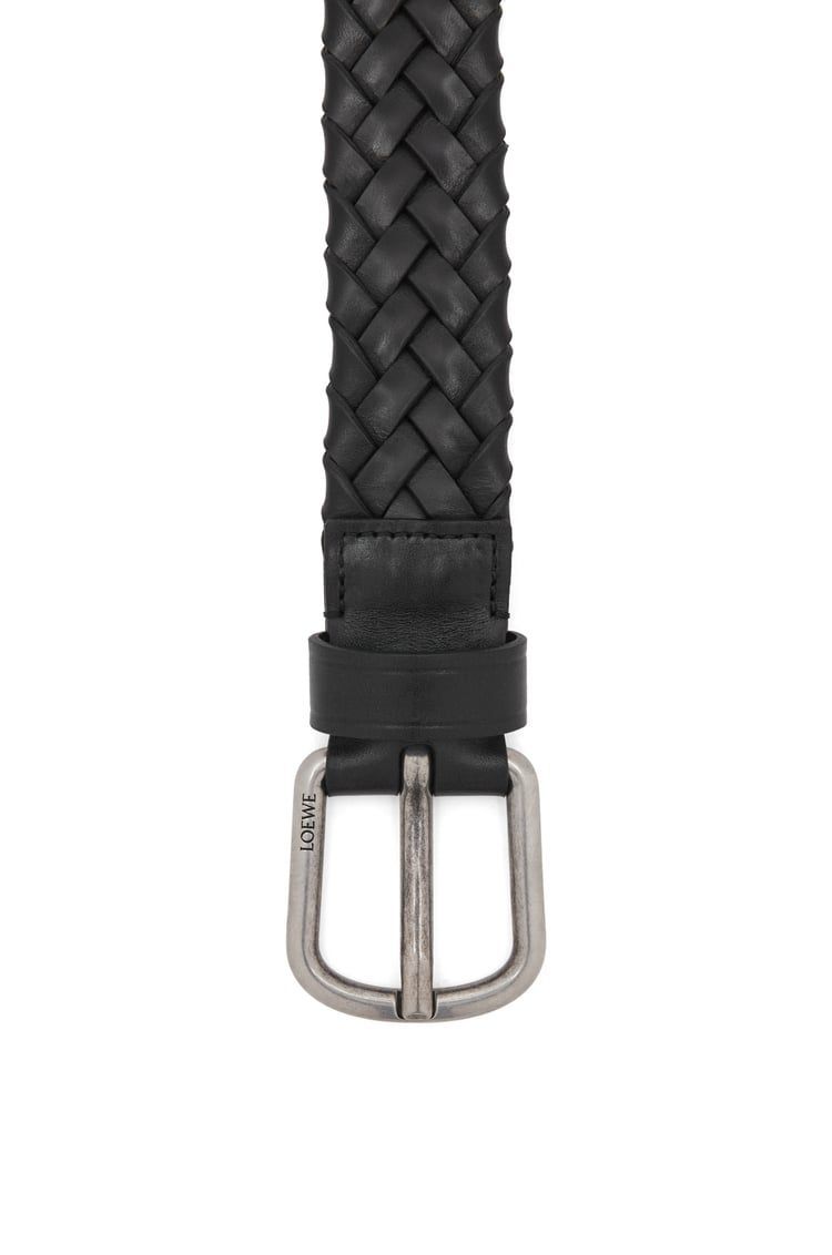 Chunky woven belt in vegetable-tanned calfskin