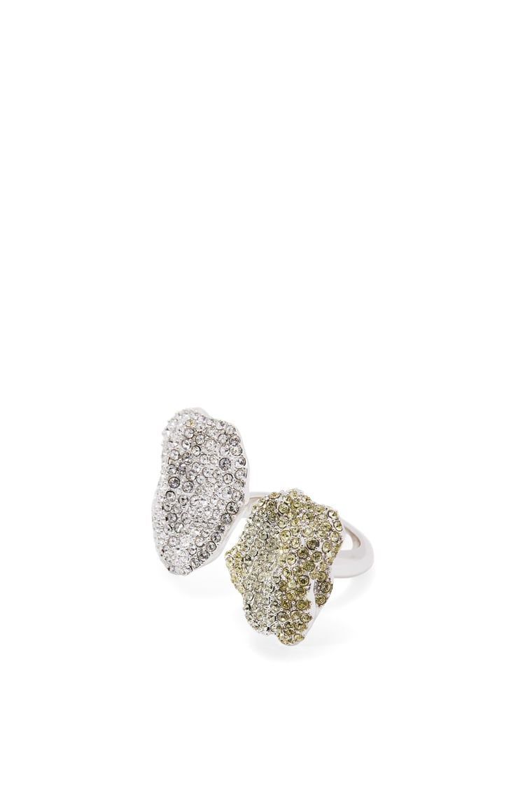 Glitter Fragment double ring in sterling silver and crystals