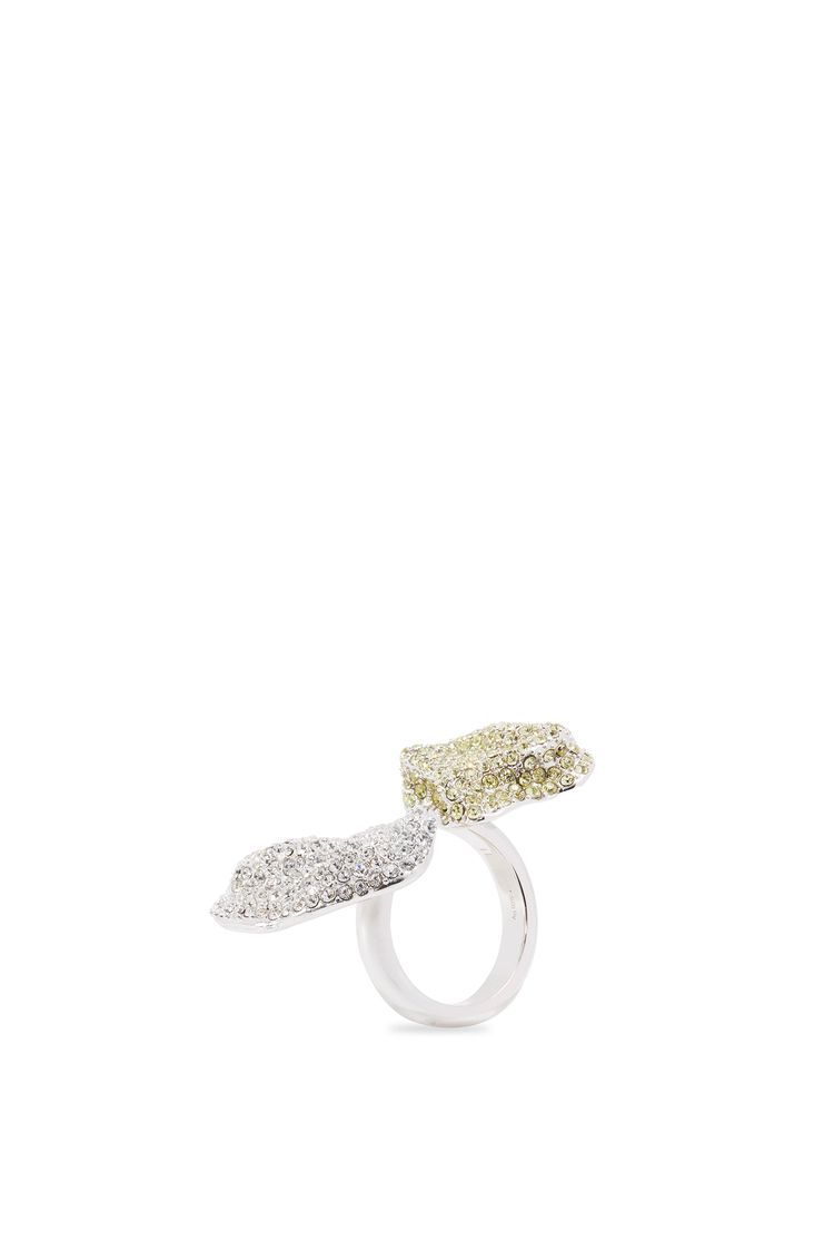 Glitter Fragment double ring in sterling silver and crystals