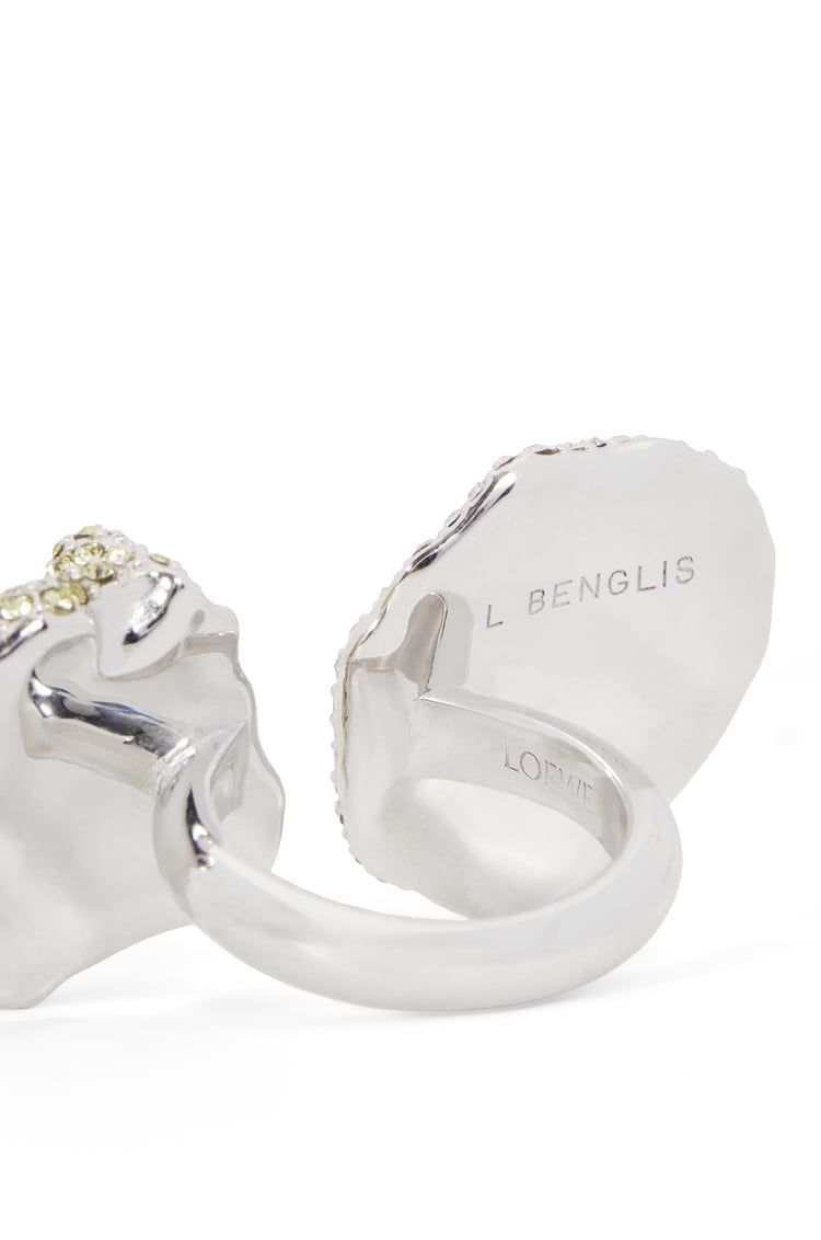 Glitter Fragment double ring in sterling silver and crystals