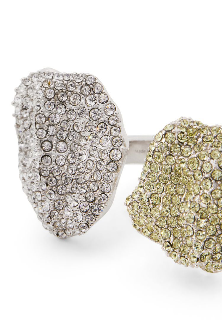 Glitter Fragment double ring in sterling silver and crystals