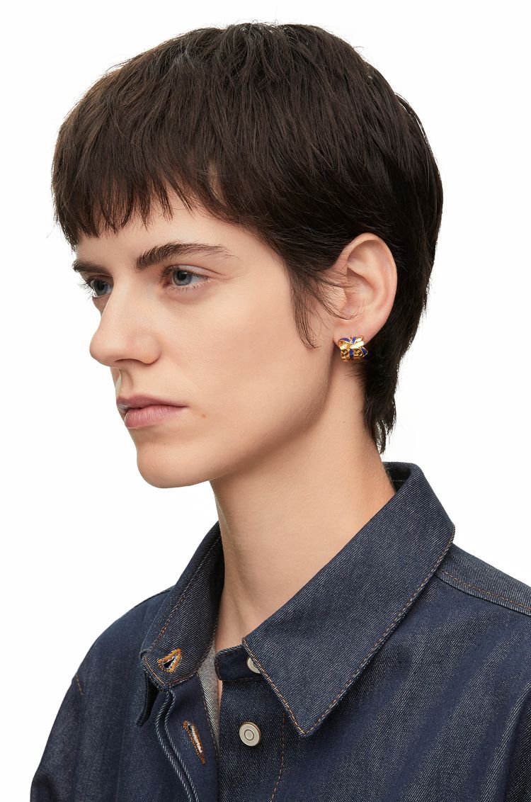 Nest small hoop earrings in sterling silver and enamel
